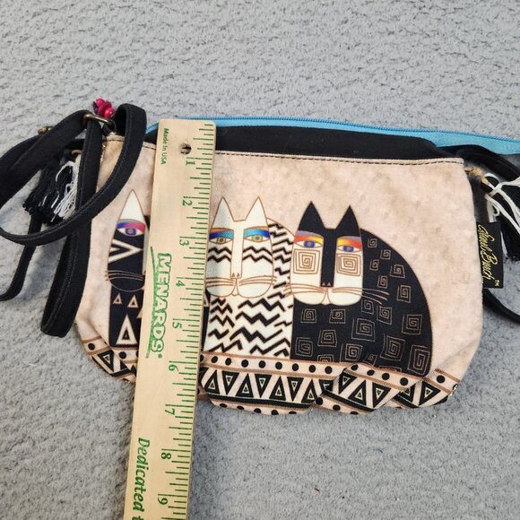 Laurel Burch Three Cats Purse Bag Crossbody Makeup Cosmetic Case Pouch 10'x7' - Picture 8 of 9